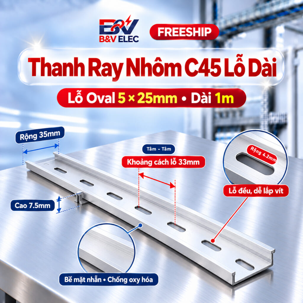 Thanh nhôm cài Aptomat