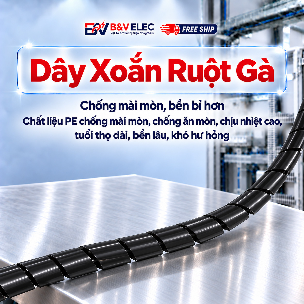 Dây Xoắn Ruột Gà Nhựa PE Bảo Vệ Dây Điện Giá Tốt | B&V ELEC