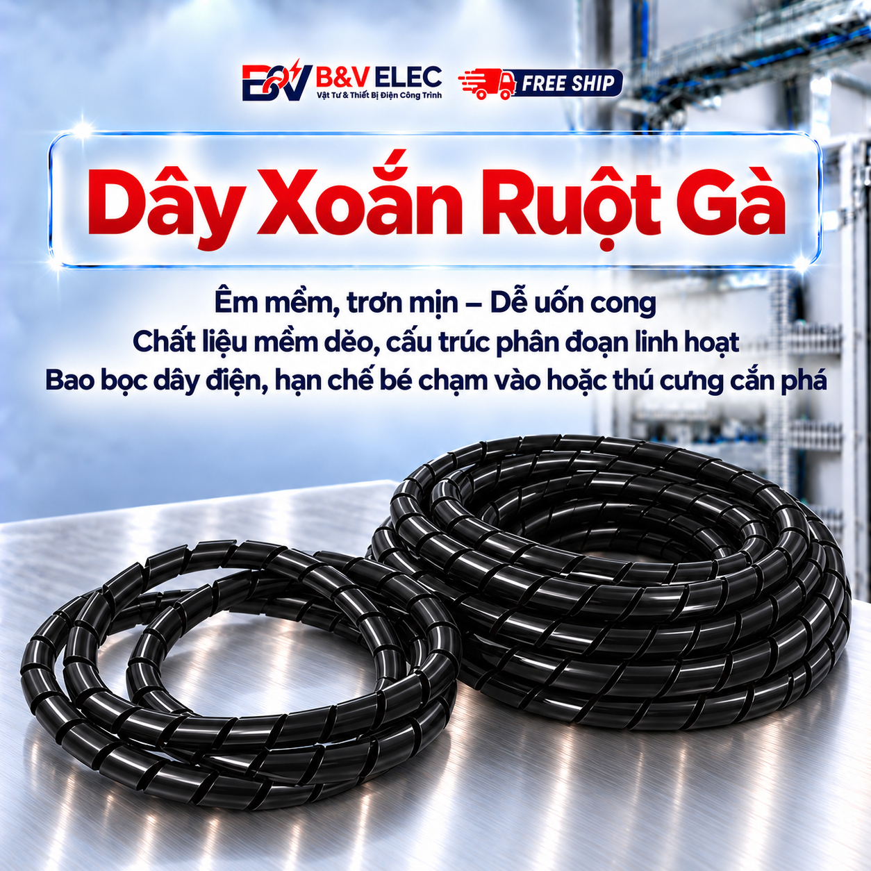 Dây Xoắn Ruột Gà Nhựa PE Bảo Vệ Dây Điện Giá Tốt | B&V ELEC