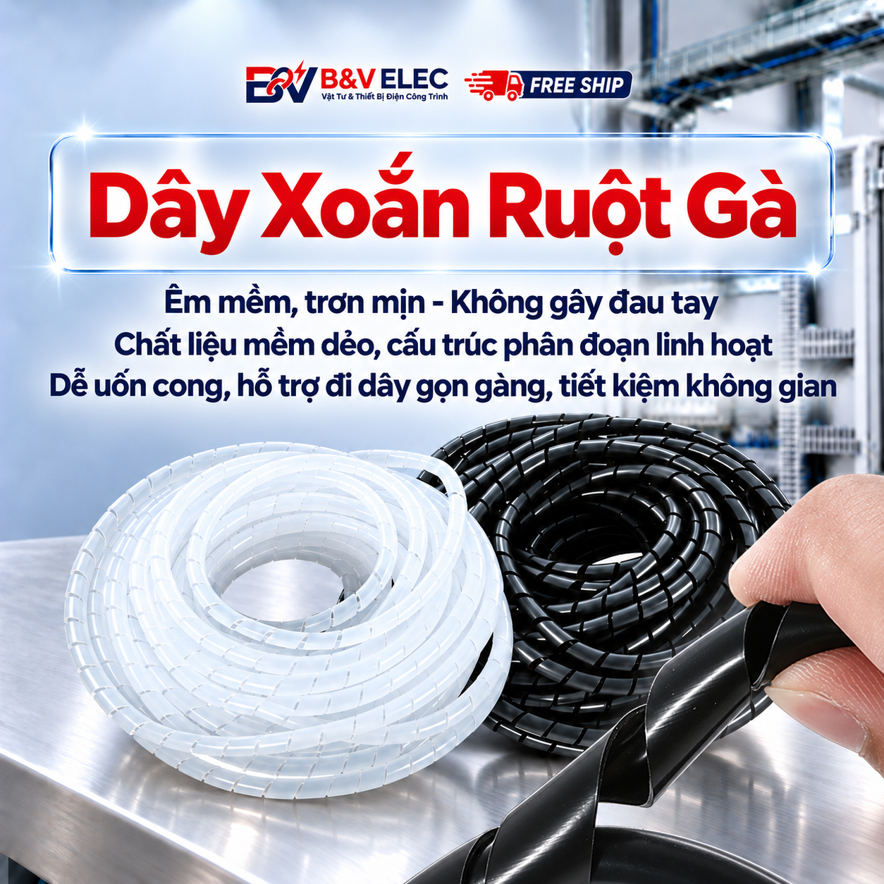 Dây Xoắn Ruột Gà Nhựa PE Bảo Vệ Dây Điện Giá Tốt | B&V ELEC